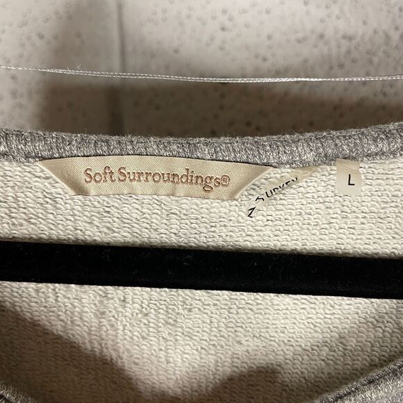 Soft Surroundings Womens L Edgy Asymmetric Tunic Top French Terry Relaxed Gray - Picture 3 of 7